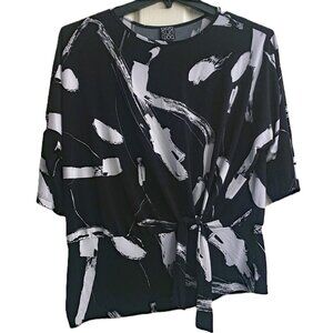 Clara Sun Woo Black & White Blouse, Size Large